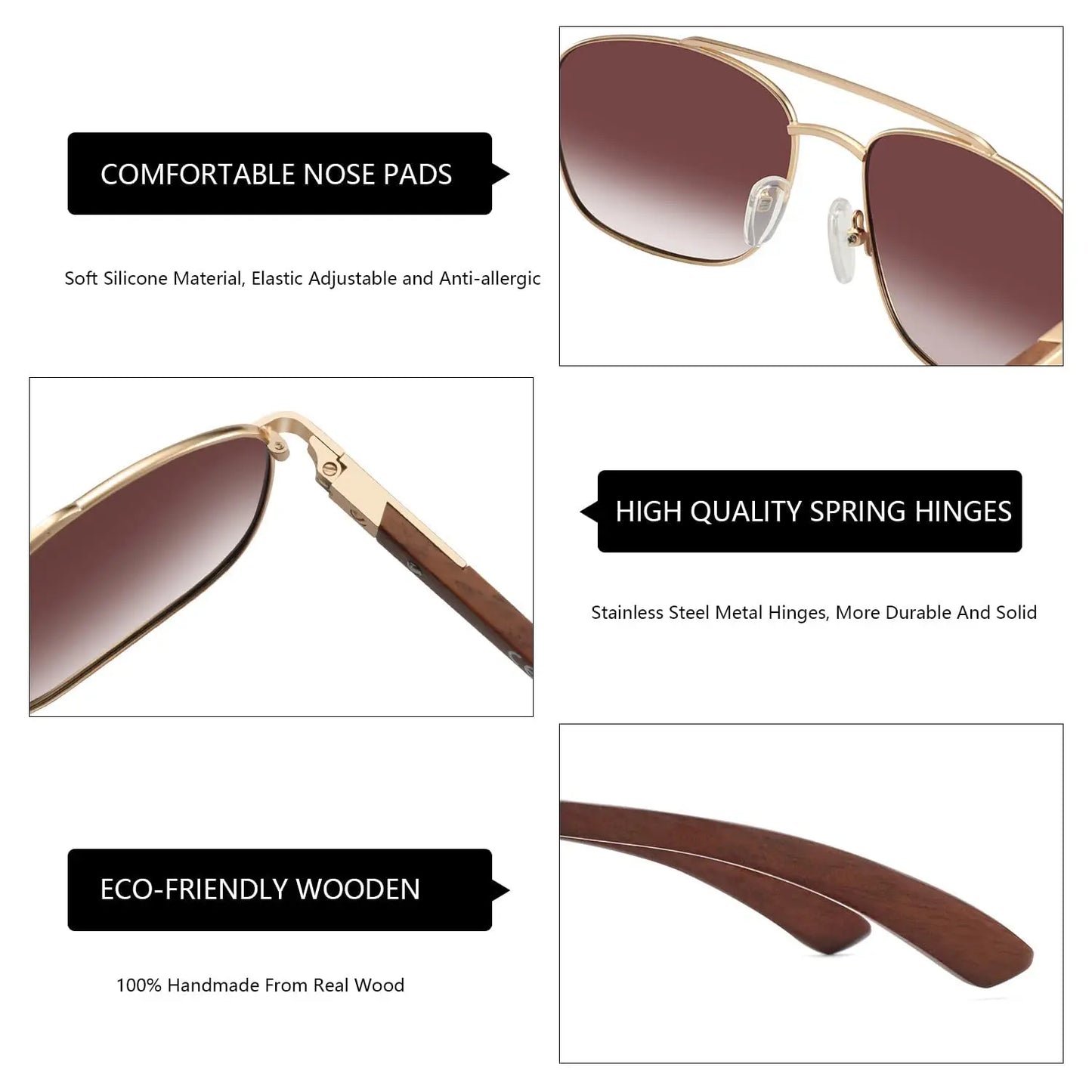 2026 Trend Wood Polarized Sunglasses for Men UV Protection Fishing Driving Golf Pilot Shade Sun Glasses