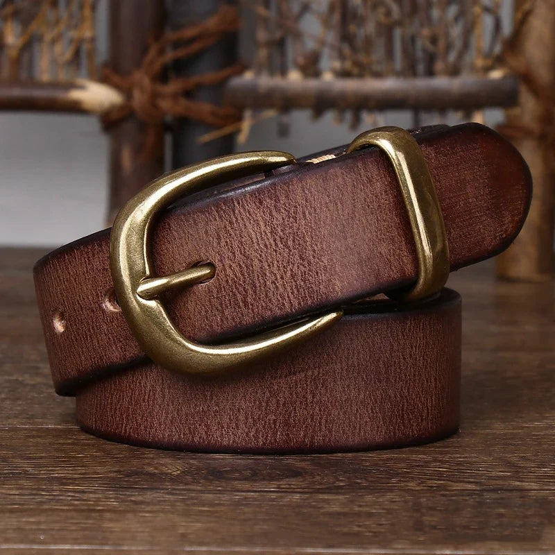 3.3cm Fashion Genuine Leather Pin Buckle Men's Belt Retro Korean Pure Cowhide Jeans Belts for Women Luxury Designer Cowboy