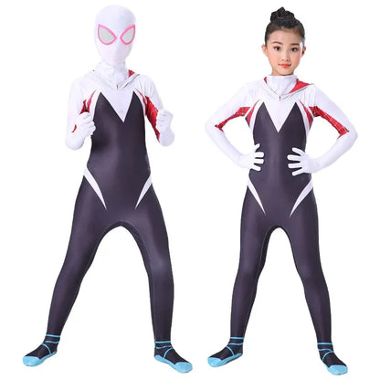 Spider Gwen Costume Across the Spider-Verse Gwen Stacy Hooded Cosplay Zentai Bodysuit Spider Man Carnival Party Anime Outfit