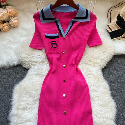 Brand Fashion Summer Knitted Dress Women 2025 New Y2K Embroidery Long Bodycon Sweater Dress Streetwear Lady Vestidos