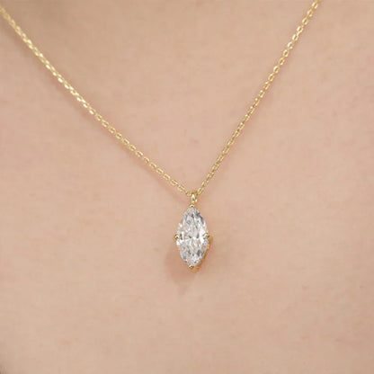 1CT 2CT Marquise Cut Diamond Pendent Necklace GRA Certified 925 Sterling Silver 18k Plated Solitaire Necklace for Women Jewelry