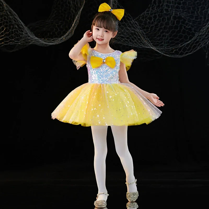 Summer Girl Dress Tutu Stage Ballet Leotards Party Girls Dresses Ballerine Dance Costumes Kids Clothes Princess Outfit Vestidos