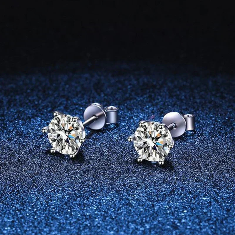 2ct Moissanite Studs Earrings for Women S925 Sterling Silver White Gold Plated Lab Diamond Earring With Certificate