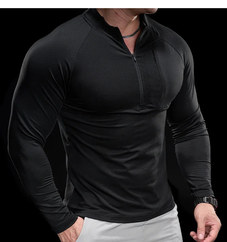 Gym Fitness Quick Dry Shirt Men Running Sport Long Sleeves T-shirt Trackwear Tee Tops Autumn Male Bodybuilding Training Clothing