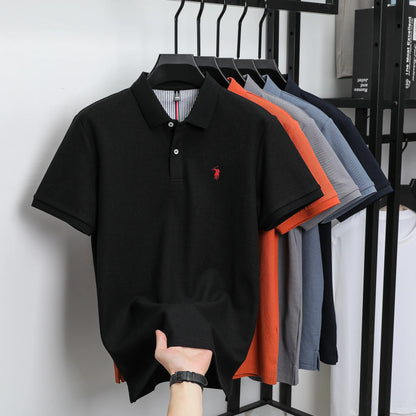100%cotton luxury men's classic pony embroidery comfortable polo shirt fashionable summer new top breathable short sleeved shirt