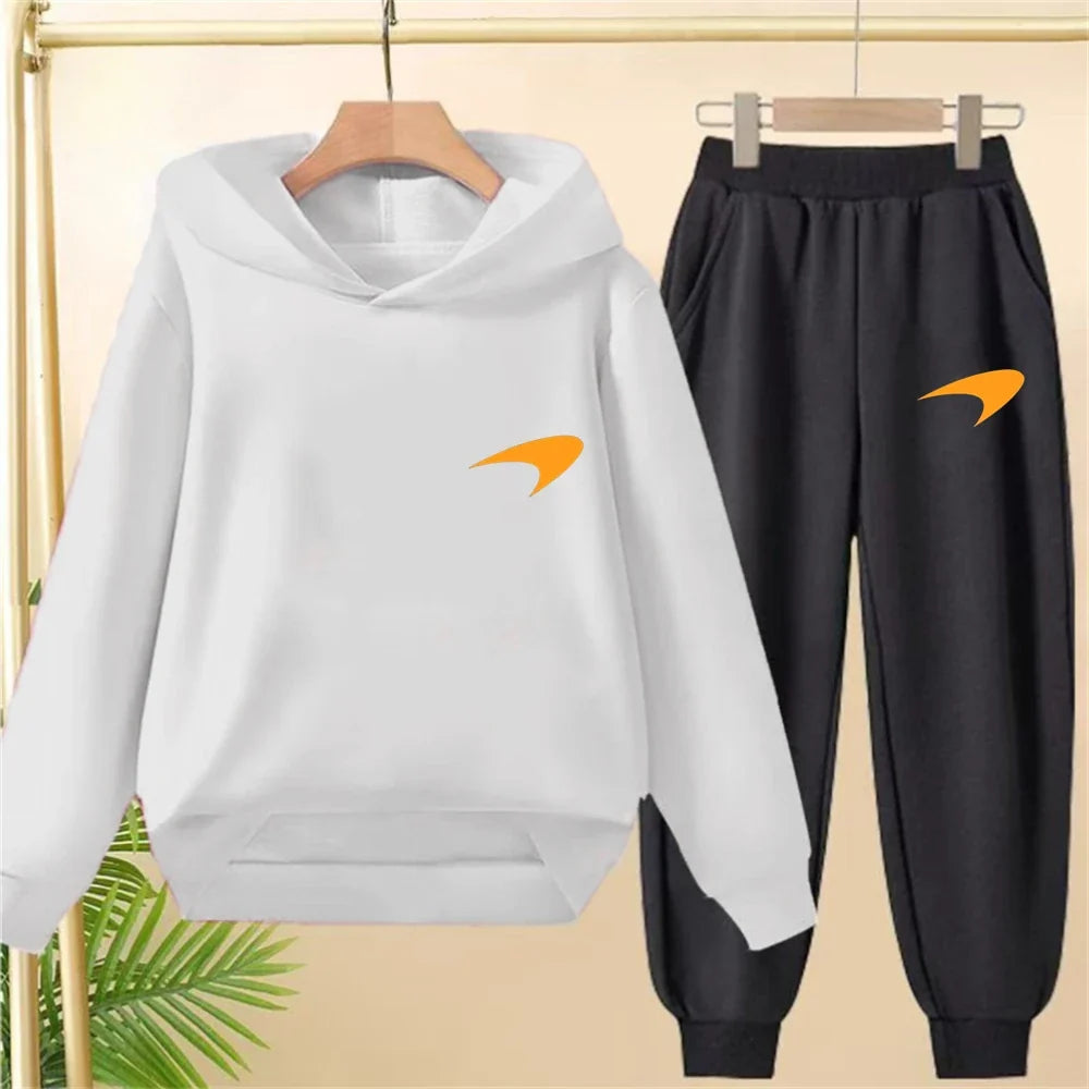 Children Hoodie print 3-12 Years Old Long-sleeved Boys Girls Toddler Coat Top+Pants Stylish Casual black Sweatshirt Set