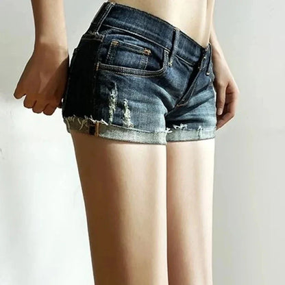 Summer New Women Korean Denim Shorts Pants Lady low Waist Elastic Slim Fit Hot Pants Female Sexy Deep Blue Hip Wrapping Jeans