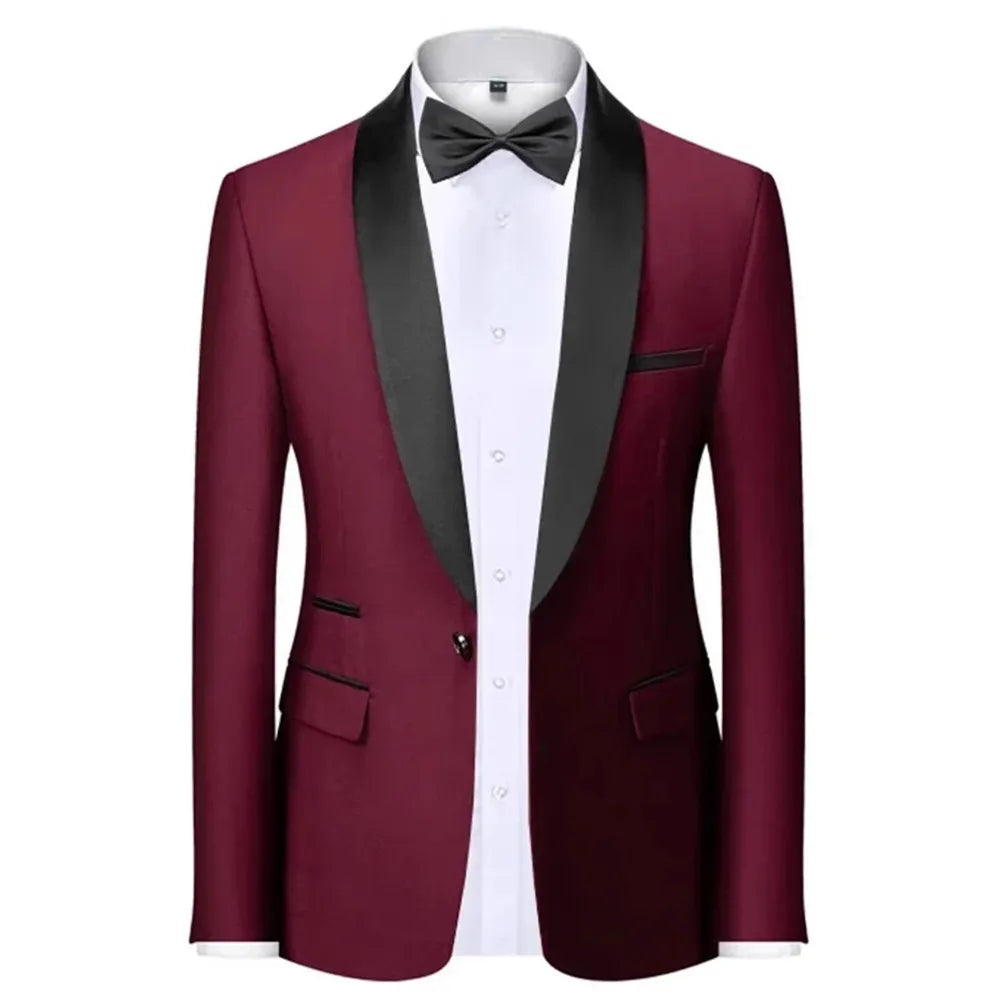 Mens Blazer Slim Fit Suit Jacket 1 Button Velvet Shawl Collar Wedding Formal Suit Jacket