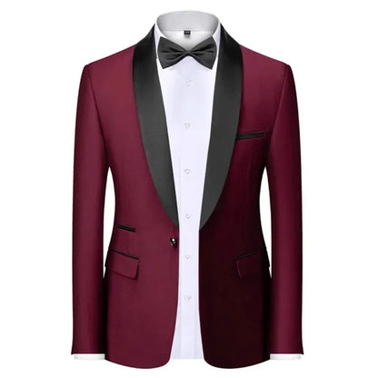 Mens Blazer Slim Fit Suit Jacket 1 Button Velvet Shawl Collar Wedding Formal Suit Jacket