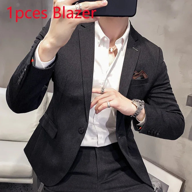 25 Colors 1 Pcs Blazer No Pants S-7XL New Wedding Dress Formal Business Slim Mens Suit Jacket Plaid Striped Solid Color