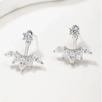 Trendy Full Moissanite Stud Earrings for Women Elegant Wedding Engagement Lab Diamond Ear Pure 925 Silver Jewelry Gifts