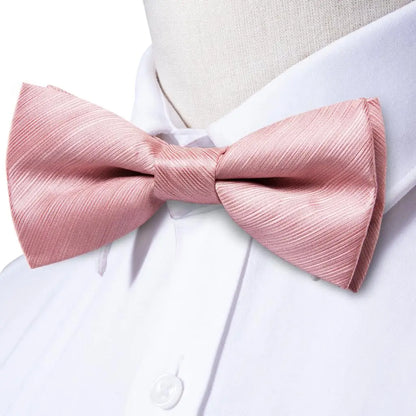Luxury Silk Mens Vests Rose Gold Pink Striped Waistcoat Necktie Bowtie Hanky Cufflinks Set Waist Jacket For Men Wedding