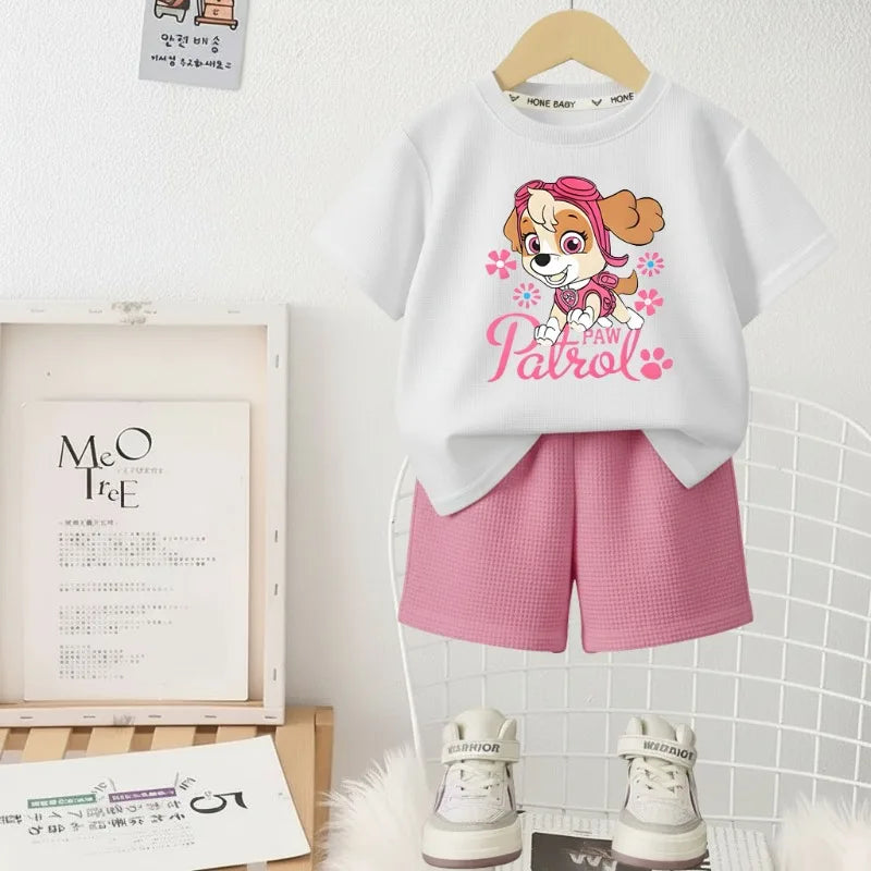 Printed Summer Girls Casual Outfits Children's Shorts Sets Kids T Shirt and Shorts Two Piece Set Outdoor Sportwear