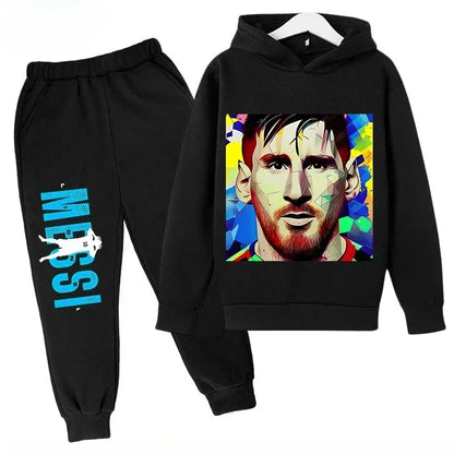 Messi Print Children's Set Sports Hoodie Pants Suit 2pcs Set Boys Girls Baby Kid Clothing Casual Fashion Autumn Winter sportsuit