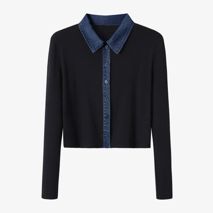 AS AW25 new design ribbing cardigan with denim collar + sleeveless maxi dress matching set for woman clothes