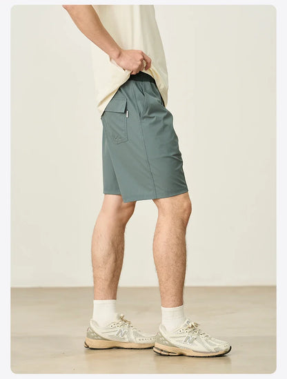 2025 Summer New 145gsm Elastic Fabric Beach Shorts Men Contrast Color Drawstring Athletic Shorts