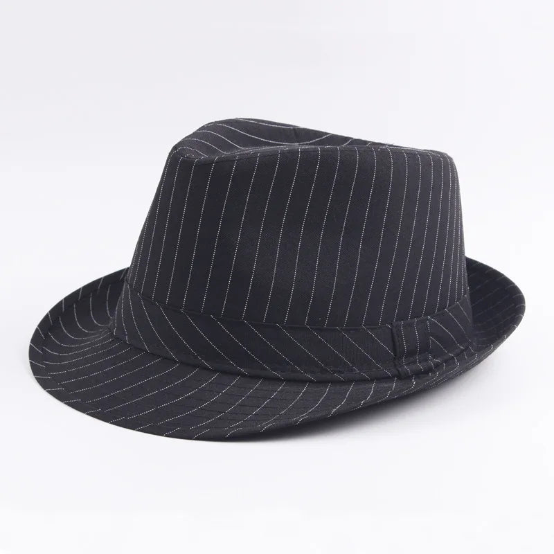 Spring and Autumn British Black and White Striped Cloth Jazz Fedoras  Men's New Casual Versatile Couple Sunshade Hat Outdoor