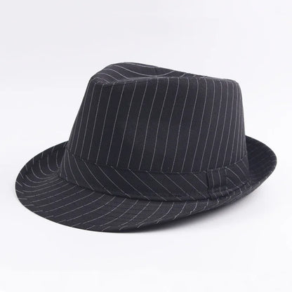 Spring and Autumn British Black and White Striped Cloth Jazz Fedoras  Men's New Casual Versatile Couple Sunshade Hat Outdoor