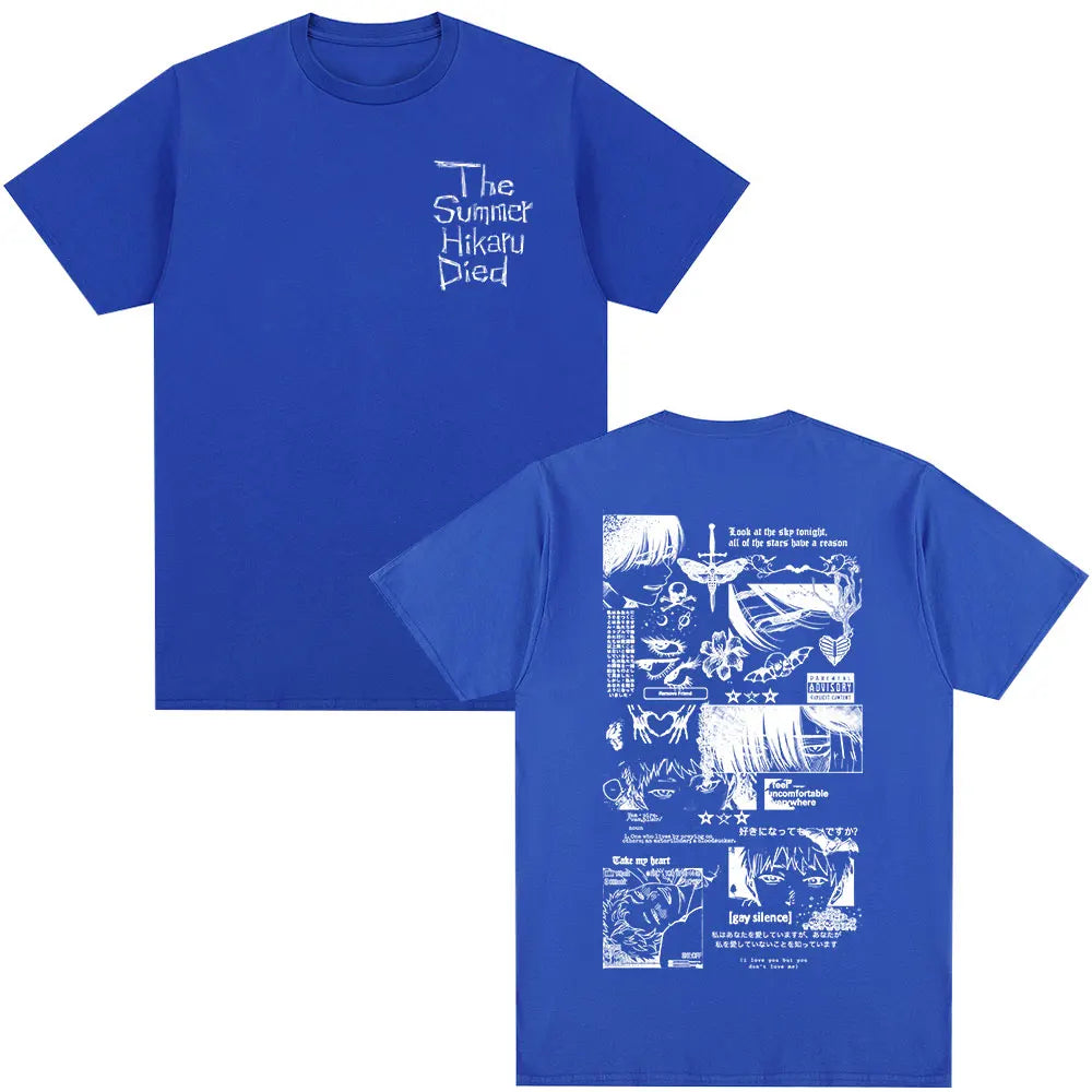 Anime The Summer Hikaru Died Hikaru Yoshiki Manga Short Sleeve T-shirts Men Women Fashion Cotton Casual Oversized T Shirt Couple
