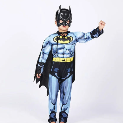Boy Girl Bat Cosplay Jumpsuit Hero Costume Suit with Cape Mask Men Superhero Wayne Cosplay High quality Halloween Carnival Party