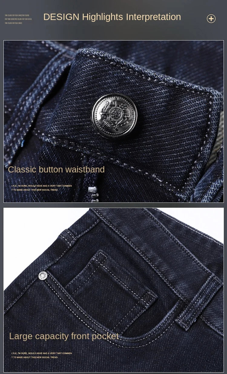 Men's Straight-leg Jeans High-quality Light Luxury Embroidered Casual Versatile Fashion Slimming Smooth Silhouette Style