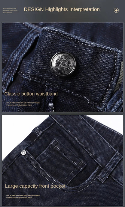 Men's Straight-leg Jeans High-quality Light Luxury Embroidered Casual Versatile Fashion Slimming Smooth Silhouette Style