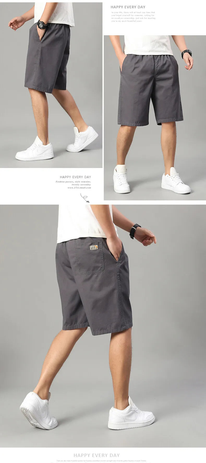 Men's Elastic Waist Casual Shorts Summer Light Weight Sweat Shorts Relaxed Fit Work Shorts Loose Casual Jogger Short
