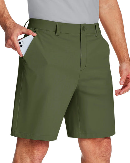 Golf Quick Dry Shorts Men Stretch Lighyweight Dress Work Casual Shorts with 4 Pockets Flat Front Hiking Shorts 9 Inch