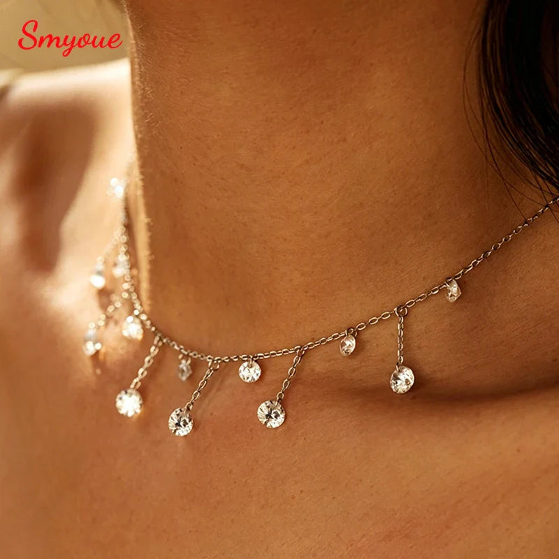 Real S925 Sterling Silver Pendant Girls 5A Zircon Stackable Wedding Necklace for Women Fine Jewelry Wholesale Chain