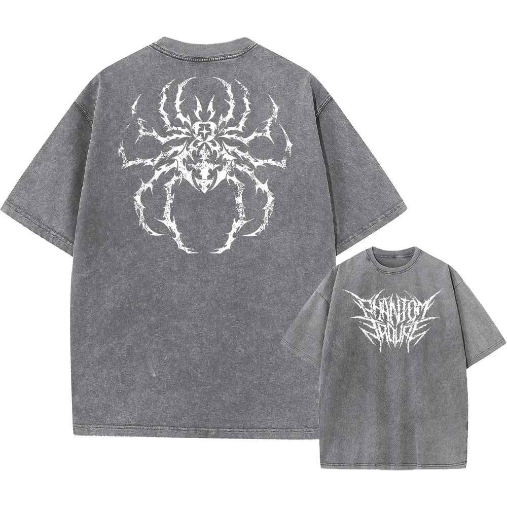Anime Hunter X Hunter Hisoka And Chrollo Logo Washed Graphic TShirt Men Vintage T-Shirts Casual Cotton Streetwear Harajuku Top