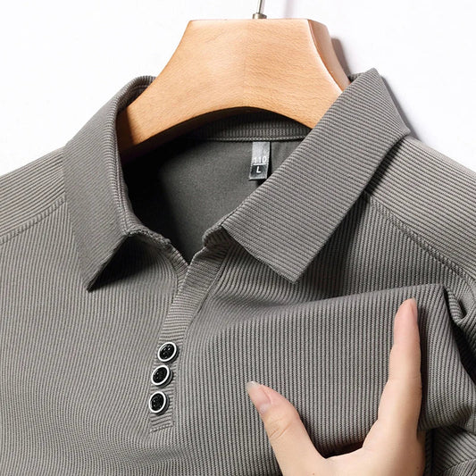 High quality brand long sleeve men's polo shirt autumn fashion customization high-end slim fit top casual business T-shirt