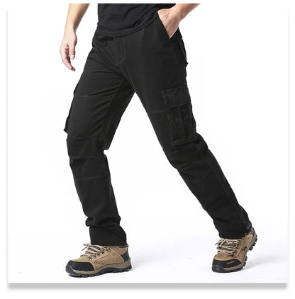 Big Size Men's Casual Sports Pants Stretch Waist Tactical Cargo Pants Man Hiking Pants Joggers Cotton Trousers