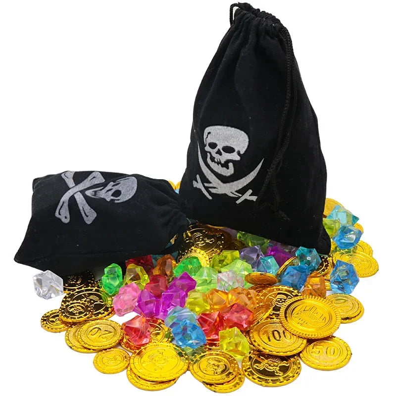 Boys Pirate Costumes Kids Pirate Toys Costumes Captain Jack Striped Dress Up Costume with Pirate Toys Halloween Dress Up