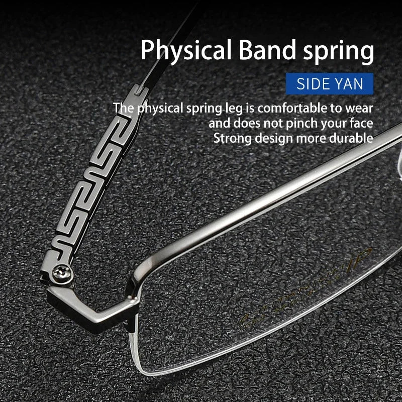 Pure Titanium Business Men's Half-rim Reading Glasses Men Fashion Simple Design Anti-blue Light Prescription Glasses 1052