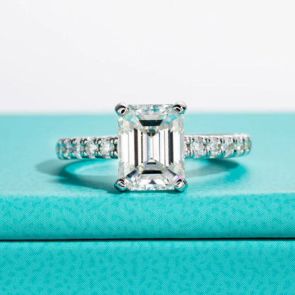 3ct Emerald Cut D Color Moissanite Engagement Rings For Women 925 Sterling Silver Luxury Wedding Ring Jewelry Wholesale