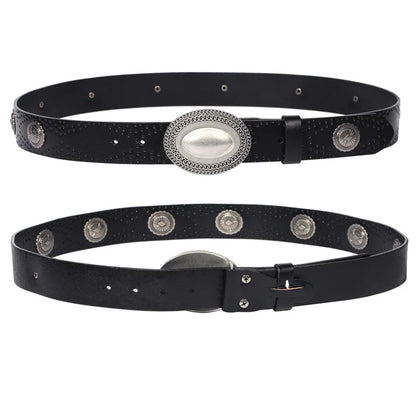 3.8CM Heavy Metal Rivet Men Real Genuine Leather Belt Men Smooth Buckle Stud Punk Jeans Belts For Jeans Strap Rock Cowboy