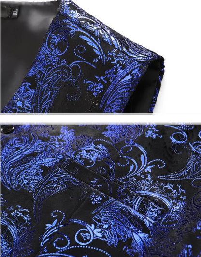 2026 New Mens Gold Steampunk Vest, Asian Size Blue Sleeveless Slim Dress Vests, Red Silver Waistcoat