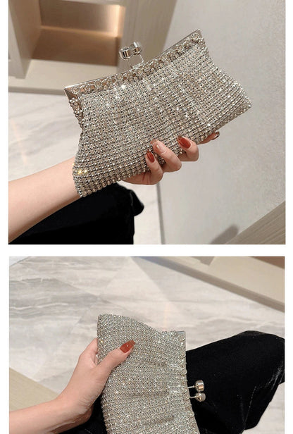 Luxury Rhinestone Evening Clutch Bag Wedding Bride Handbag Shiny Design Party Banquet Lady Portable Purse Sling Shoulder Bags