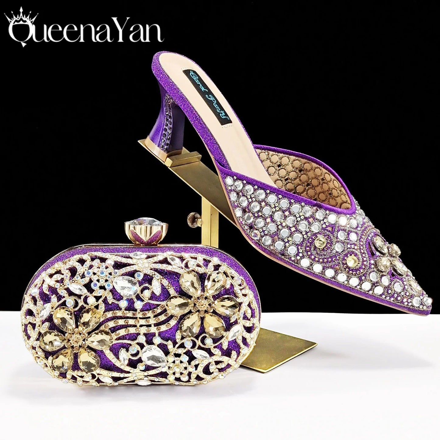 2025 INS FANTATIC BLUE Rhinestone-encrusted Sex Ladies Shoes / MATCHING  SPARKING MINI BAG (SPECIAL COLLECTION)