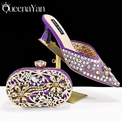 2025 INS FANTATIC BLUE Rhinestone-encrusted Sex Ladies Shoes / MATCHING  SPARKING MINI BAG (SPECIAL COLLECTION)