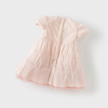 Girls Baby Princess Dress Summer Sweet Cute Bubble Sleeves Elegant Pink Mesh Layered Dress Party Outdoor DB2251649
