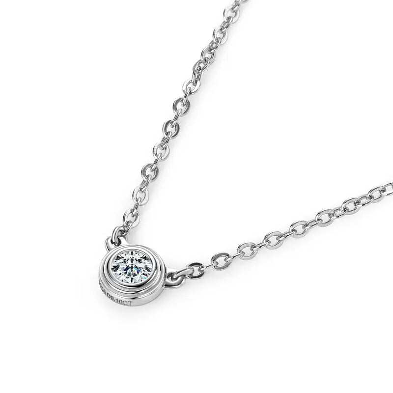 3MM 0.1CT Moissanite Necklace Original 925 Sterling Silver Pendant Necklaces  For Women Delicate Neck Jewellry Gift