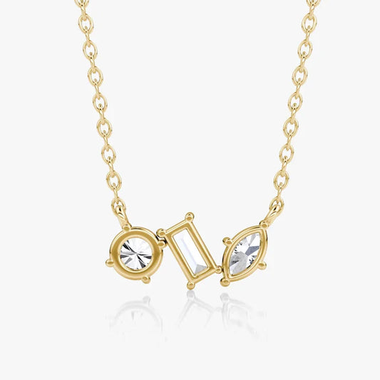 Marquise/Round/Rectangular Cut Moissanite Pendant Necklace For Women Three Stone Irregular Moissanite Diamond Necklace