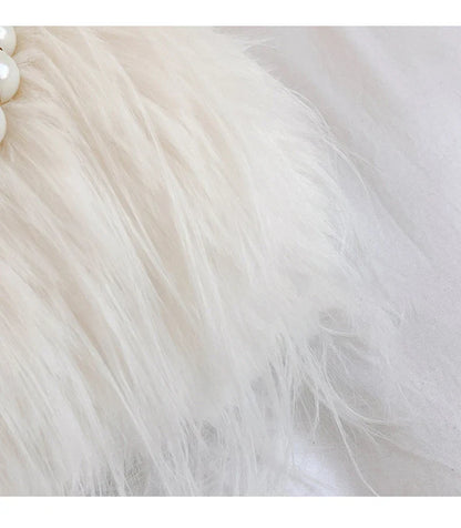 Luxury Faux Fur Evening Bag Pearl Chain Trendy Long Tassel Plush Shoulder Bag Large Capacity Tote Wedding Handbag XA48ZZ