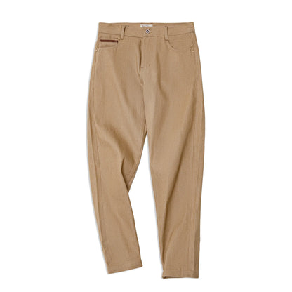 Men Khaki Raw Jeans 11.7OZ Redline Selvedge Denim Jeans Amekaji Straight Pants Male Casual Trousers Hombre Solid Pants