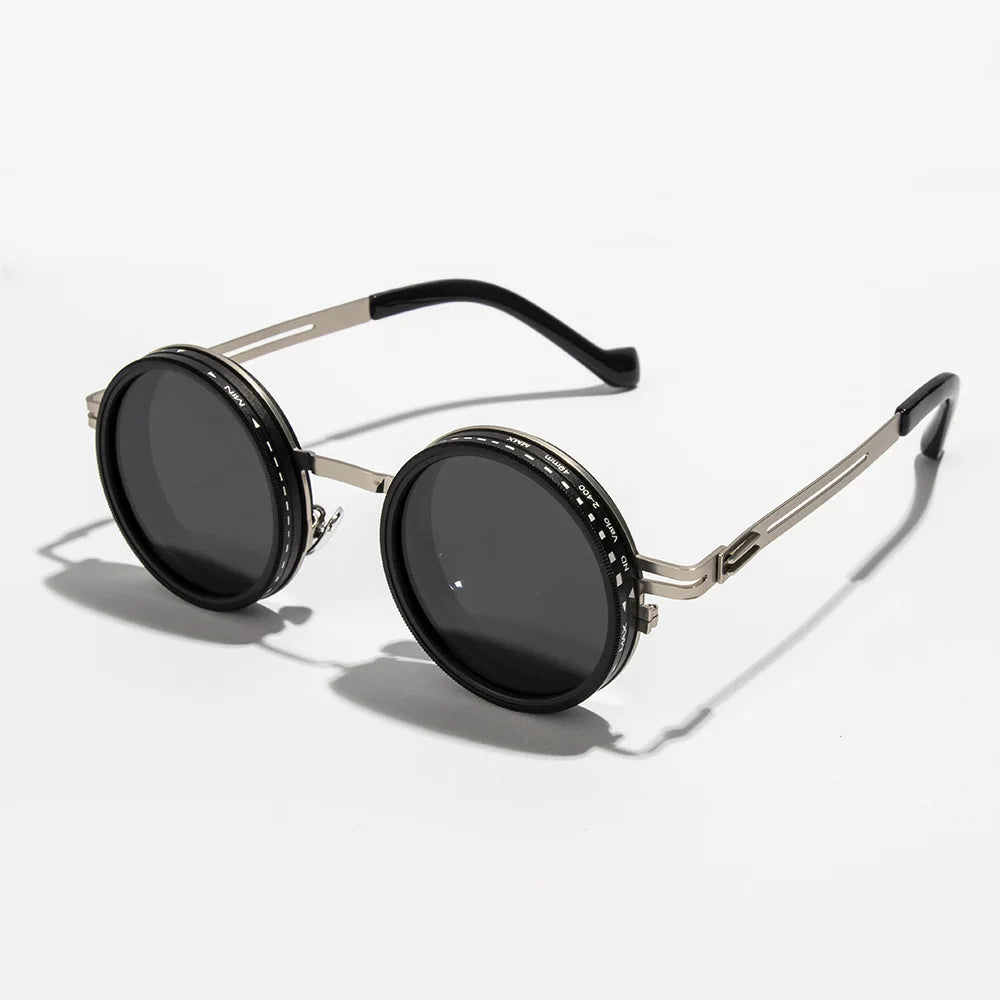 Cycling Polarized Round Sunglasses ND9 Adjustable Dimming Sun Glasses Women Retro Punk Style Fishing Eyeglasses Outdoor Shades