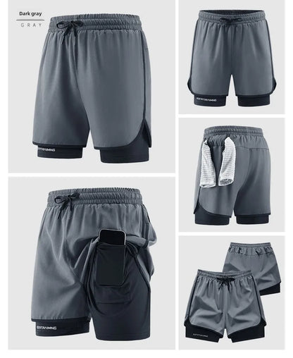 Men Running Shorts Gym Sports 2 in 1 Camo Quick Dry Workout Training Gym Fitness Jogging Short Sweatpants Summer Men Sportswear