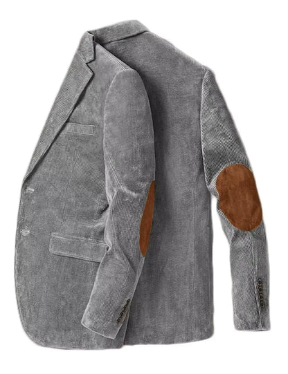 Men's Corduroy Blazer Business Casual Jacket with Elbow Patch Spring Fall Sport Coats Fashion Casual Single Breasted Men Jacket