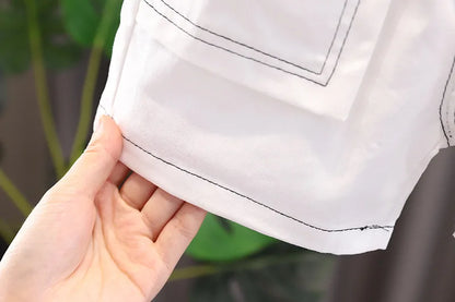 Summer Baby Boys Clothes Set Children Striped Cartoon T-Shirt Pants Bag 3Pcs/Sets Kids Girls Clothing Infant Costume Traksuits