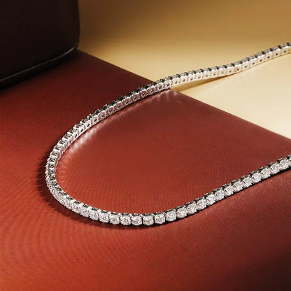 2mm D Color Moissanite Tennis Choker Necklace For Women S925 Silver 18K Gold Plated Adjustable Necklaces Chain Wedding Jewelry